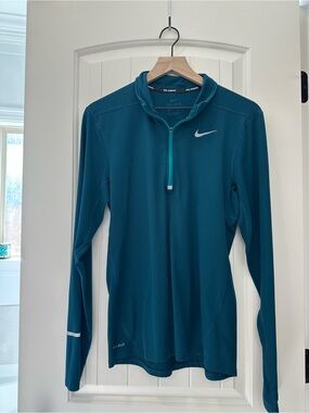 Nike Teal/White Dri-FIT Half-Zip Running Top